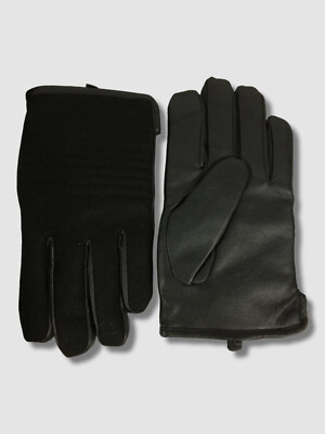 $78 Calvin Klein Men's Black Solid Grip Leather Gloves Size Large