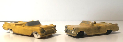 2 Auburn Rubber Cadillac Eldorado Convertible Toy Car Vtg Yellow Black White Lot