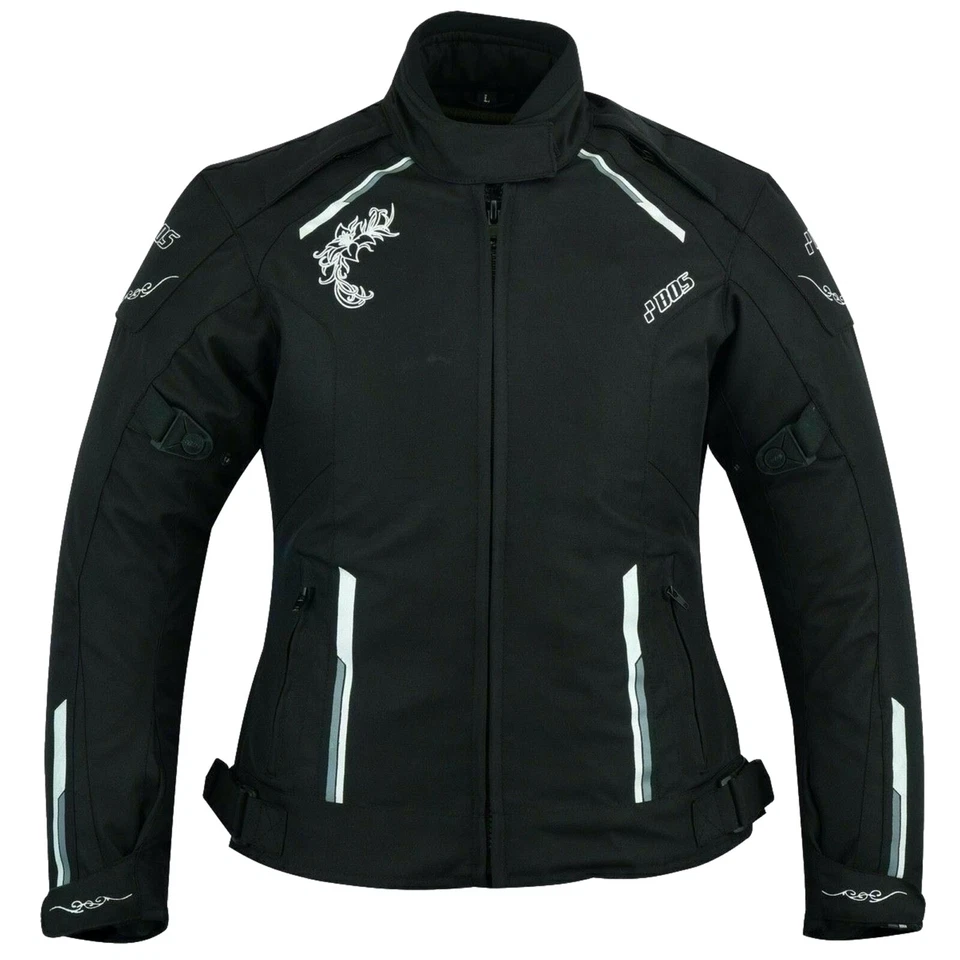 Damen Motorrad Jacke Motorradjacke Textil Schwarz Motorradjacke mit Protektoren - Bild 3 von 4