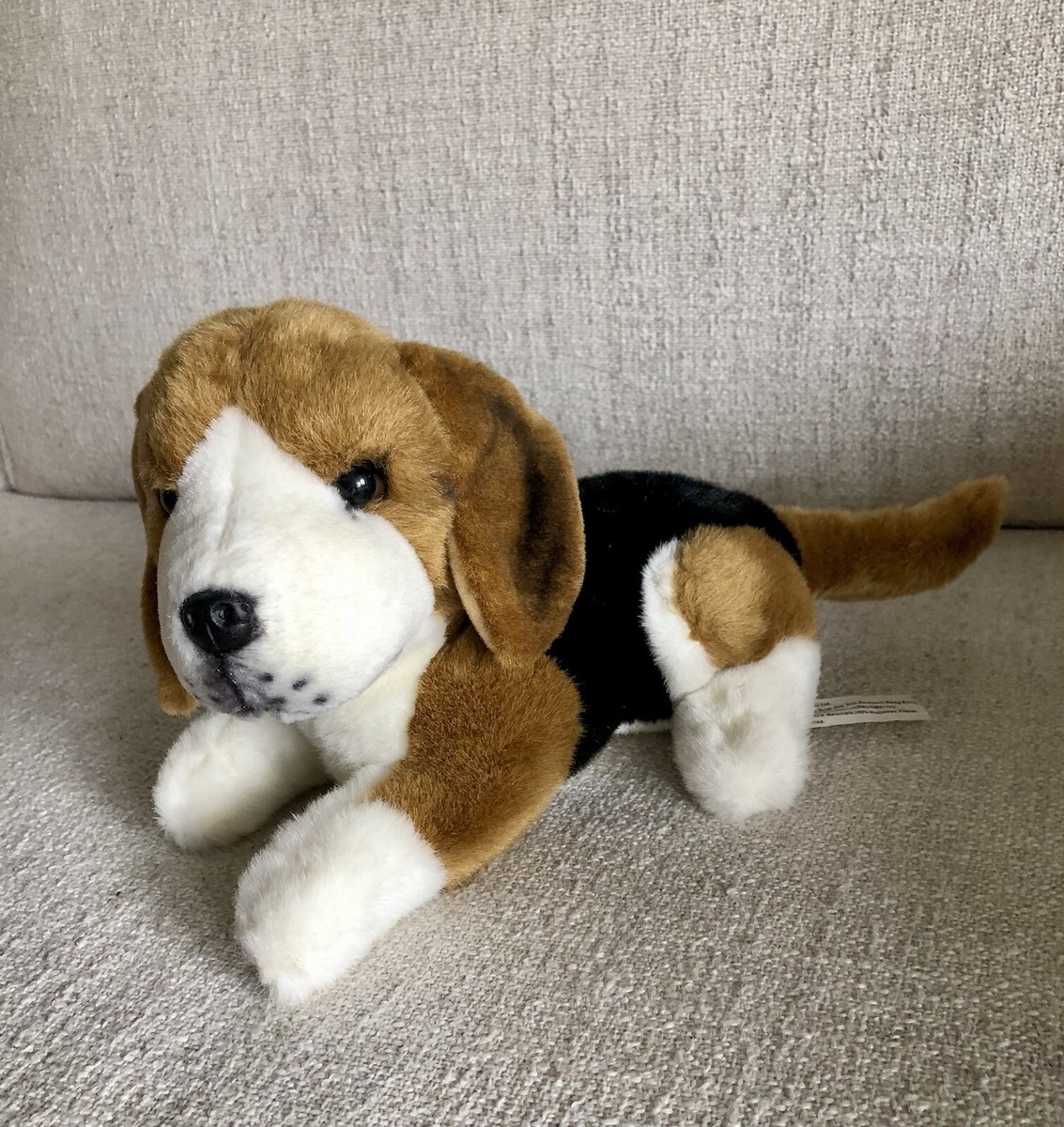 E&J Classic Beagle Hound Dog Plush Brown White Realistic Stuffed Animal 12”  Soft
