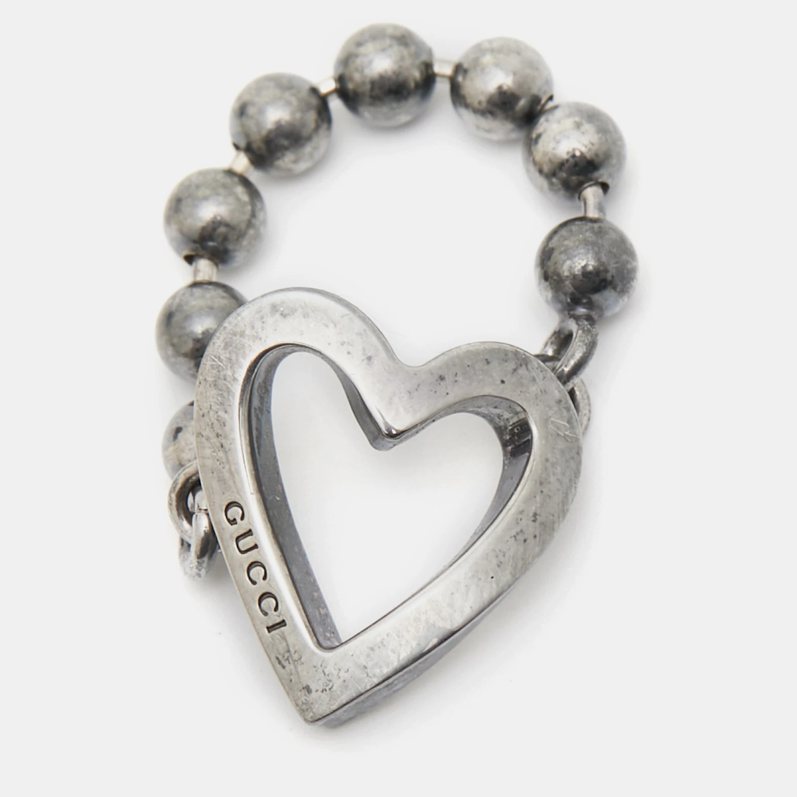 Bague Gucci coeur en argent sterling et perles taille 51