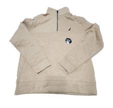 Nautica Men's Solid Quarter Zip Fleece Pullover Sweater Brown/Tan Size Small NWT