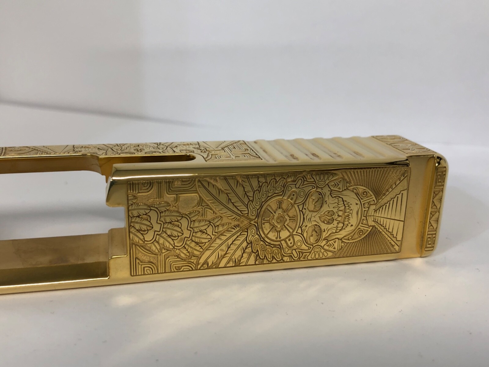 DEEP Laser engraved mirror polished 24k GOLD Glock19 Slide Gen3 Aztec ...