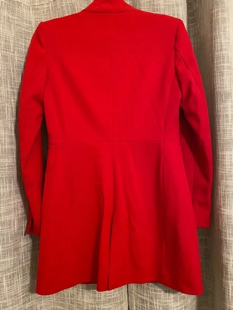 Blazer largo de mujer Zara cuello rojo talla PEQUEÑO Foto 3 de 4