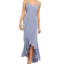 Adrianna Papell Crepe Wrap Dress sz 14 Dusty Blue/Purple  Button detail  NWT