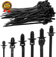 60 PCS Push Mount Zip Ties Nylon Car Mount Wire Tie Snap in Cable Zip Ties