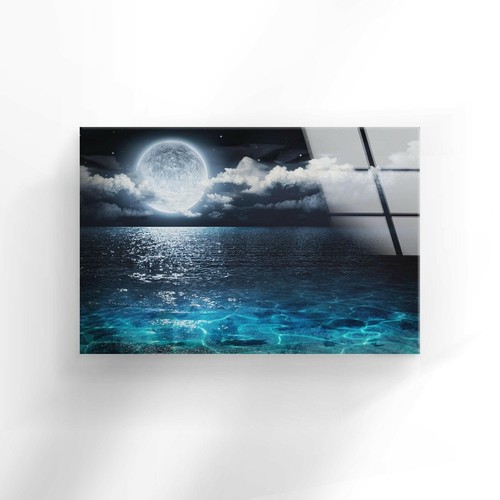 Moon Over The Ocean Glass Wall Art - Picture 4 of 7
