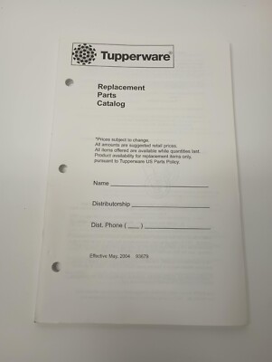 Rare Tupperware Replacement Parts Catalog Booklet May 2004