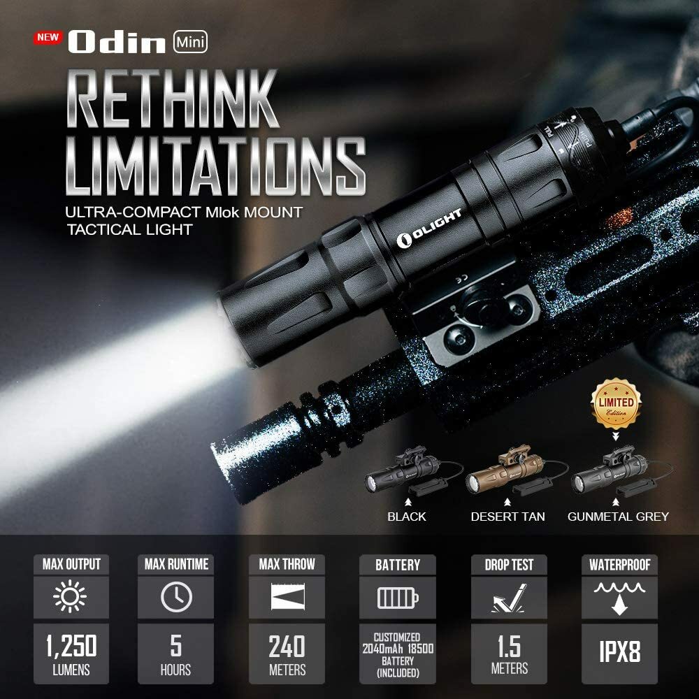 OLIGHT Odin Mini 1250 Lumen M-LOK Rail Mounted Tactical OLIGHT Odin Mini 1250 Lumen M-LOK Rail Mounted Tactical