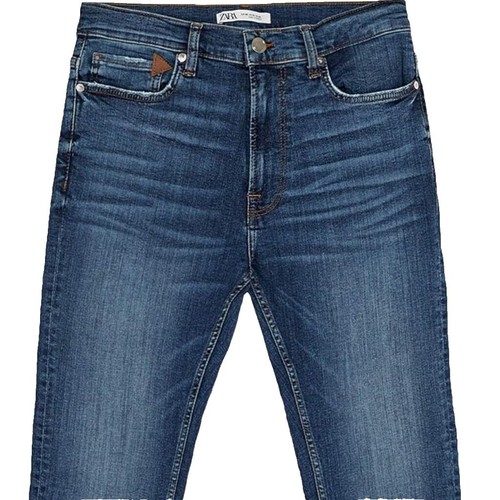 Jeans Femme Zara Taille 42 (W32 L30) - Coupe Droite, Couleur Bleu - Occasion En Très Bon état - 99% Coton, Longueur 69 Cm
