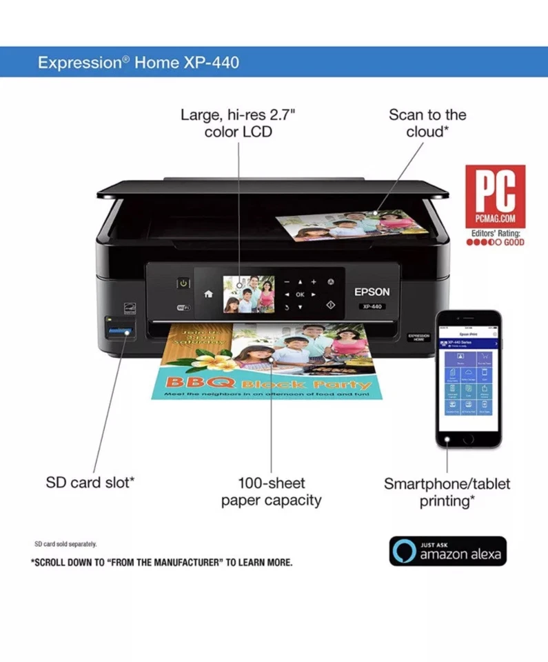 Brand NEW Epson Expression Home XP-440 / XP-446 Small-in-One Printer SEALED - Image 3 of 4