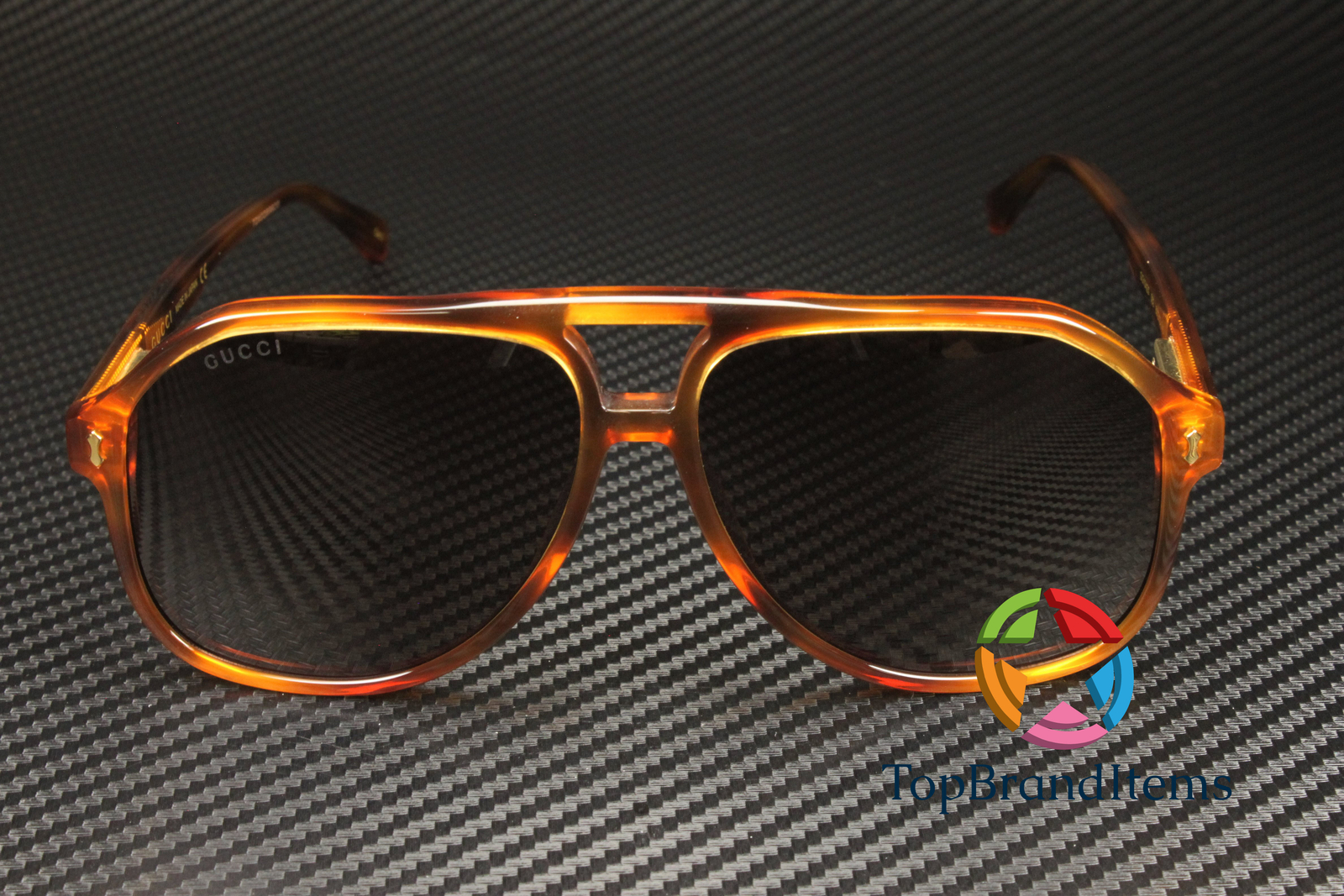 GUCCI GG1042S 002 Pilot Havana Yellow Brown 60 mm Men's Sunglasses