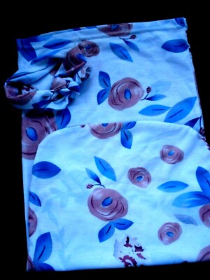 Infant Girl Swaddle Wrap Cocoon Blanket Headband Floral Print NEW