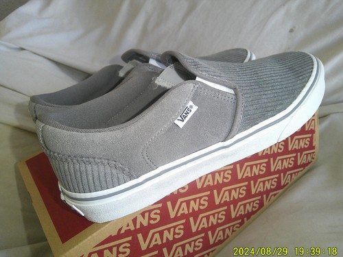 Neu mit Etikett. VANS ASHER HERREN CORD/VELOURSLEDER MITTELGRAU SLIPPER SCHUHE, 8,5 M - Bild 7 von 7