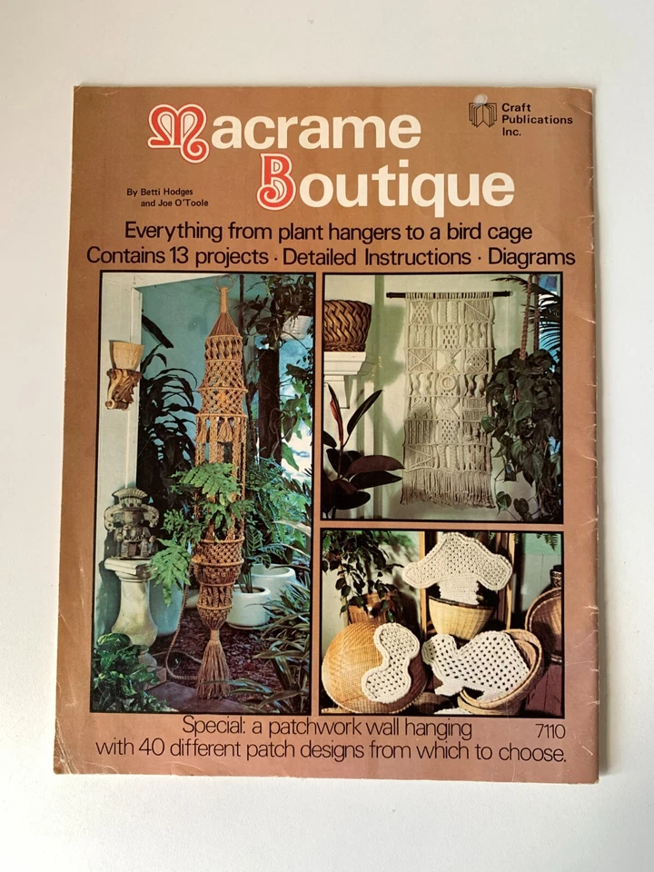 Vintage Macrame Boutique 1976 Betty Hodges Joe O'Toole 13 Craft Pattern 7110 - Image 2 of 4