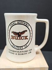 Vintage Buick Final Assembly Factory 4 Advertising Logo Mug Cup Gm Quality Job
