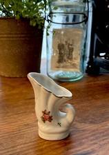 Vintage Miniature Porcelain Pitcher with Flower Design- Made In Occupied Japan