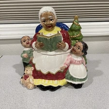 Vintage Fitz And Floyd 1993 Mrs Claus Cookie Jar Omnibus Hand Painted Christmas