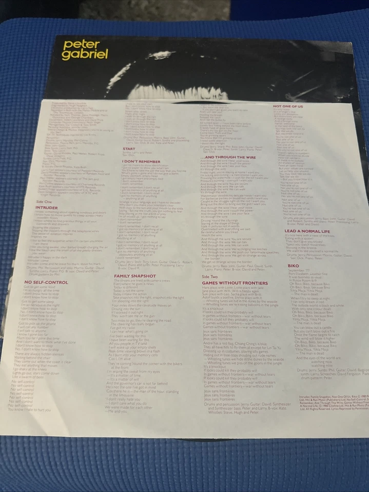 Peter Gabriel Self Titled Vinyl LP VG/VG+ Ultrasonically Cleaned - Image 3 of 4