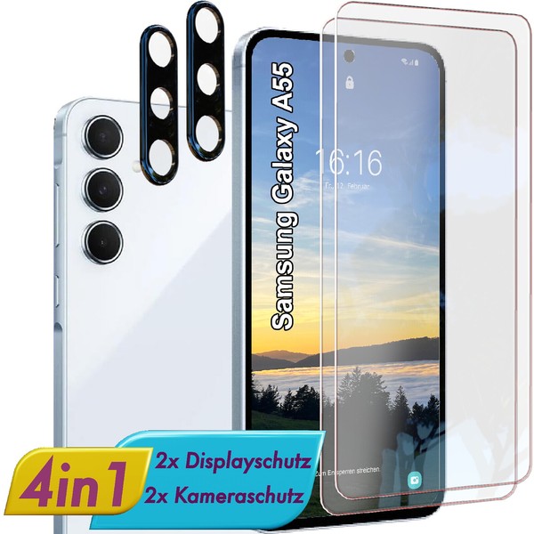 FüR Samsung A55 Display & Kamera Schutzglas Panzerfolie Linsen Glas Schutz Folie-image