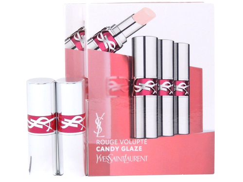 YSL YVES SAINT LAURENT CANDY GLAZE #2 SWEET PINK 1g .035oz x 2 MINI LIPSTICKS