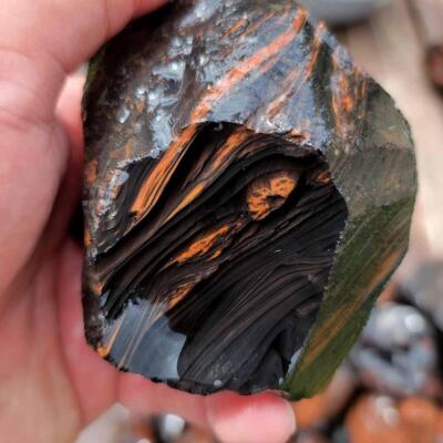 B Grade Tri-Flow Obsidian Rough!  Old Stock Lapidary Wholesale!