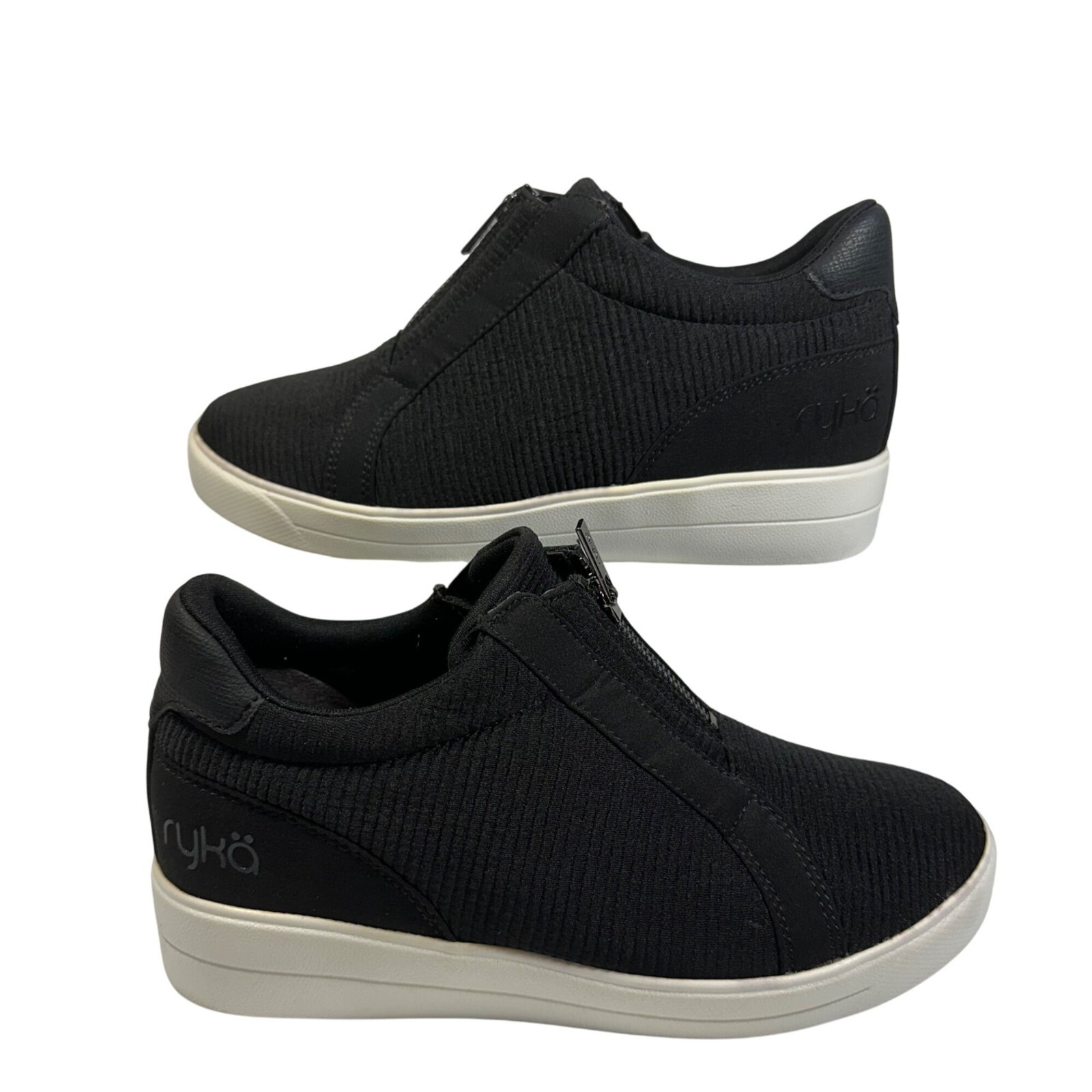 SAOLA Sneakers Ryka donna nere con zeppa e zip misura 7 5M tessuto tomaia suola ammortizzata