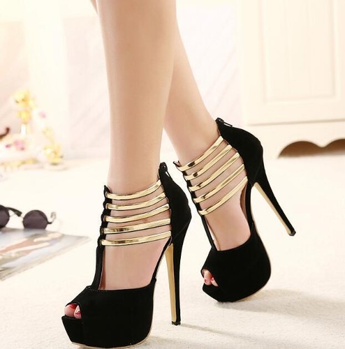 Buckles Ankle Boots Men's Heels Drag Queen Crossdresser Cut Out Lady Shoes 34-45 - Picture 2 of 12