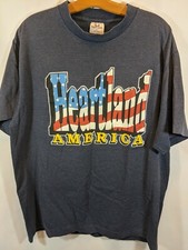 Heartland America Striped Blue Usa Made Truck Stop T Shirt Mens Sz XL