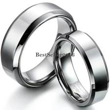 6mm/8mm Comfort Fit Tungsten Carbide Wedding Ring Polished Shiny Beveled-edge
