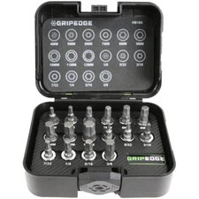 Grip Edge Tools HB16S 16 Piece 3/8" Drive Short Metric & SAE RPT Hex Driver Set