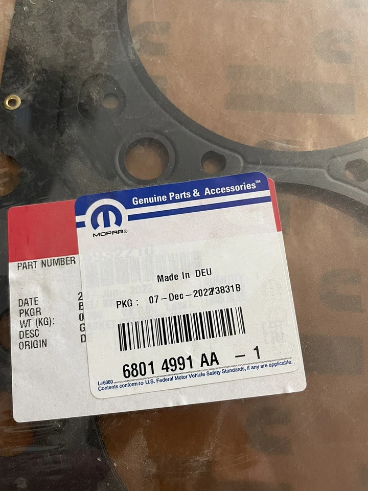 Dodge Ram 2007-2018 6,7 L diésel Cummins junta de culata Mopar nuevo fabricante de equipos originales Foto 2 de 2