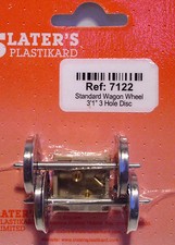 Slaters 7122 -1 x Pair 3 Hole Standard Wagon Wheels & Brass Bearings F/S 0 Gauge