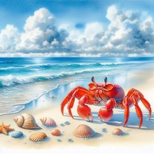 Wandbild Krebs Krabbe Strand Muscheln Maritim Dekobild Tiere Wanddeko Wandfliese