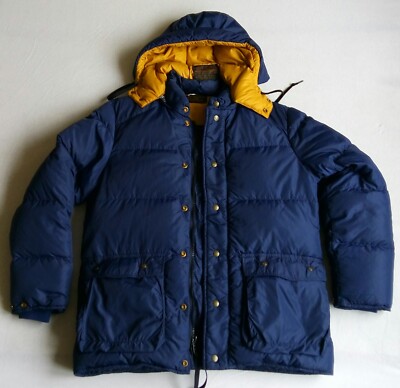 RARE USA Eddie Bauer premium quality goose down jacket navy blau M Daunen Jacke