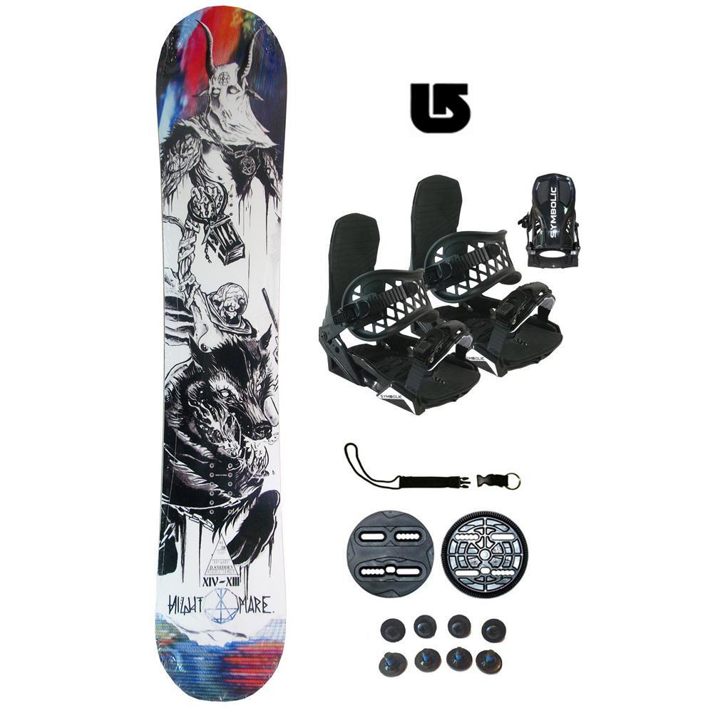 148 Nightmare Baphomet Snowboard and Bindings L Package+Leash+Burton 3d rnin246