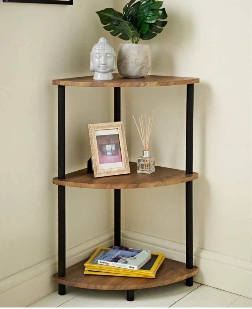 Oak effect corner shelf unit deals