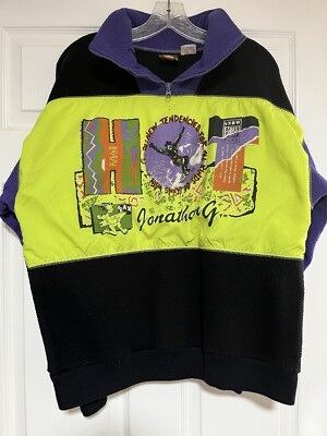 Vintage Sweatshirt 90s Jonathan G Snowboarding Neon Streetwear Skater *Read*