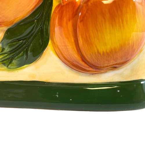 KMC Ceramic 3D Peaches Bread Box 13 x 7” Hand Painted Mid Century Modern - Picture 13 of 13