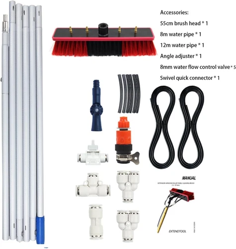 10m Solarmodul-Reinigungsbürste mit Wasserzufuhr-Stange, 35cm/55cm Bürstenkopf - Bild 9 von 23
