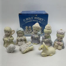 Nativity Set Russ Berrie O Holy Night 8 Piece Porcelain MISSING COW OG Box