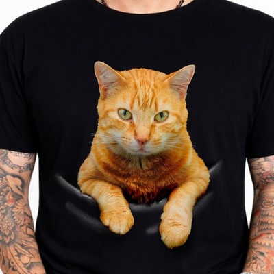 Lustiges süßes Katzenliebhaber-T-Shirt Orange Tabby Katze späht raus Geschenk Haustierbesitzer.