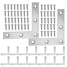 24 Pcs Furniture Corner Connector Steel Bracket with Screws Shape Angle