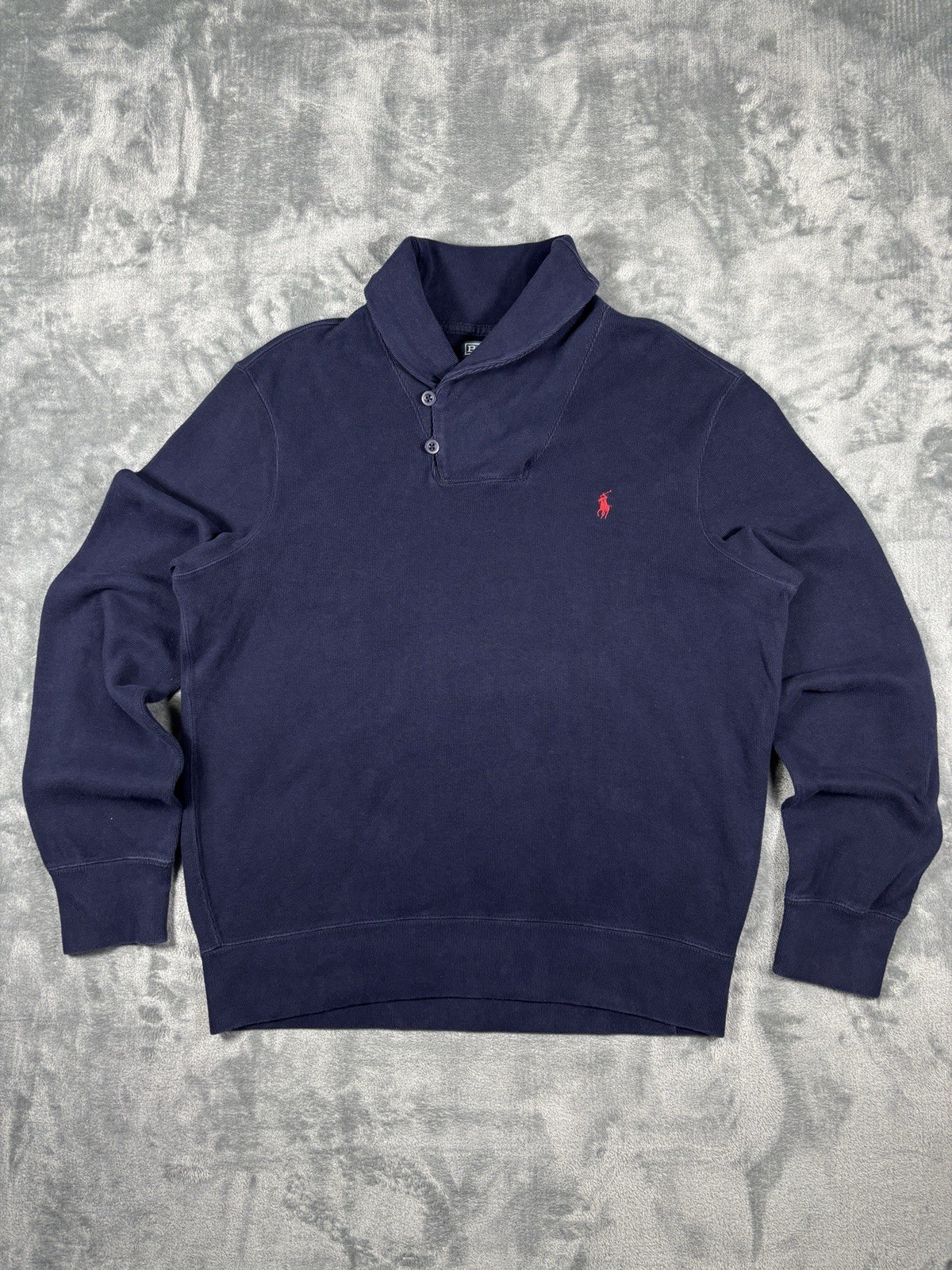 Polo by Ralph Lauren Maglione Uomo Blu Collo Scialle Bottoni Cotone L