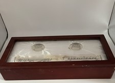 Baby Keepsake Box Wood Satin Brown Silver White Curl Tooth Birth Certificate