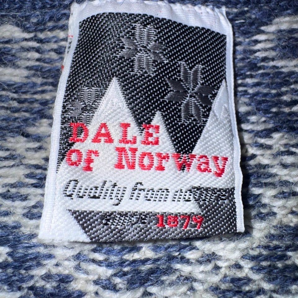Cárdigan nórdico vintage Dale of Norway isla de lana suéter tejido para mujer - L azul Foto 2 de 4