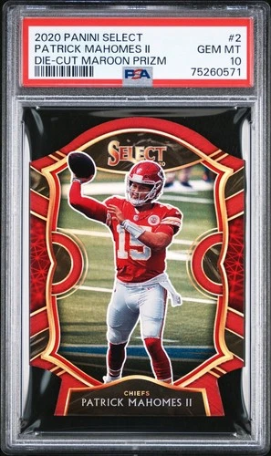 2020 Select Patrick Mahomes II Die-Cut Maroon Prizm #2 - PSA 10