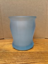 Vase  Glass Frosted Satin Blue Panel Heavy