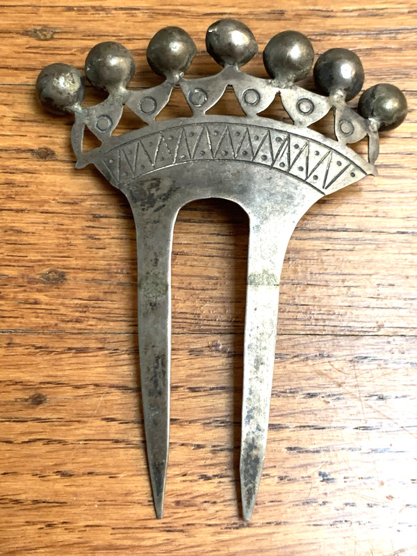 Large Antique Fine 980 Sterling Silver Early TAXCO Mexico HAIR PIN  / COMB