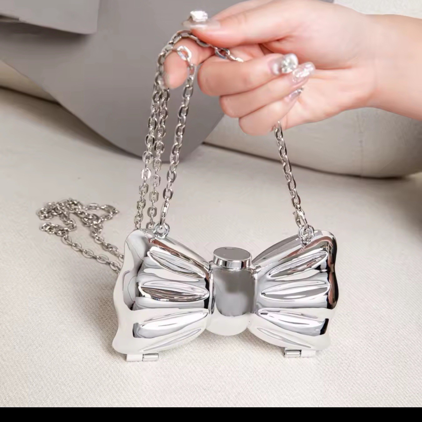 Golden Acrylic Evening Bag Luxury Round Shiny Shoulder Clutch